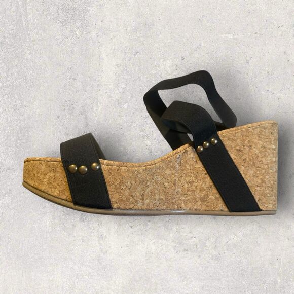 Justfab Good Times Only Women's Sandals Wedge Heel Black Size 10-BNIB - Picture 6 of 10